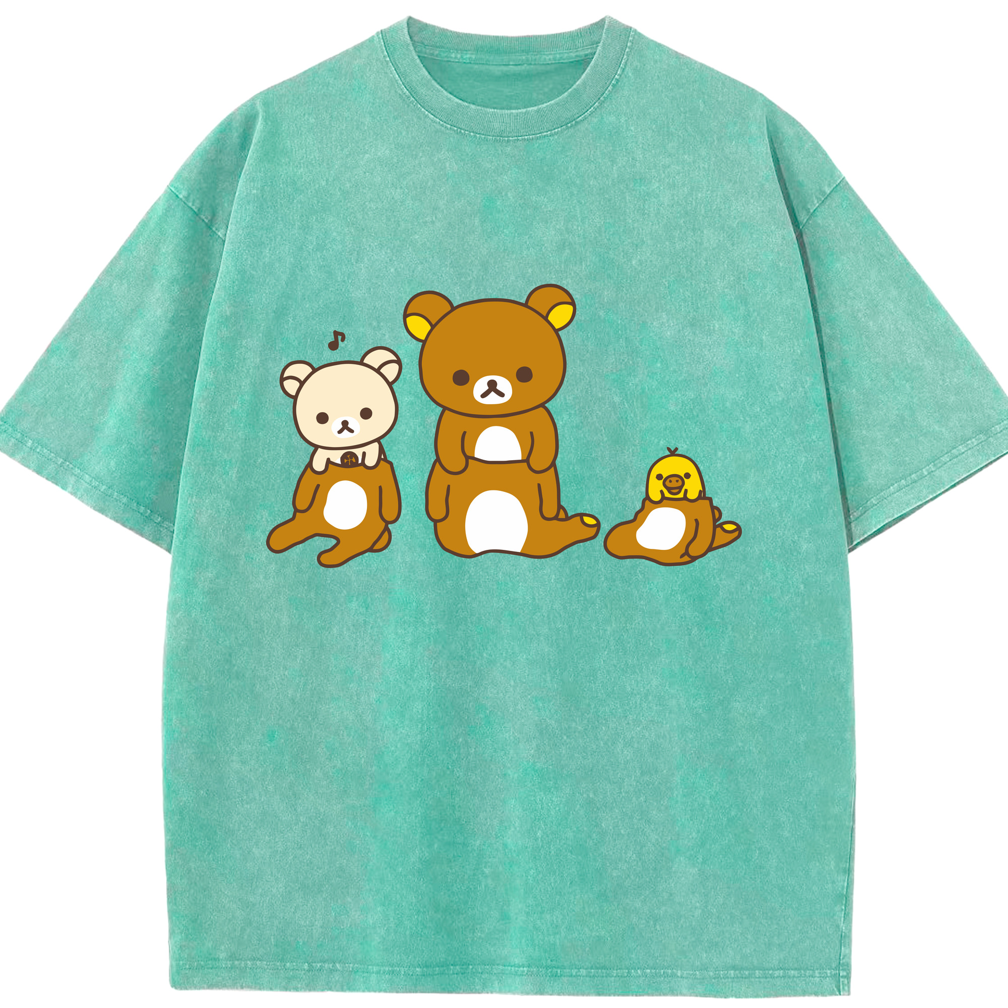 （画像用） リラックマ リラックマ キイロイトリ Rilakkuma Korilakkuma Kiiroitori 綿100% ヴィンテージ風 半袖Tシャツ（フロントプリント）